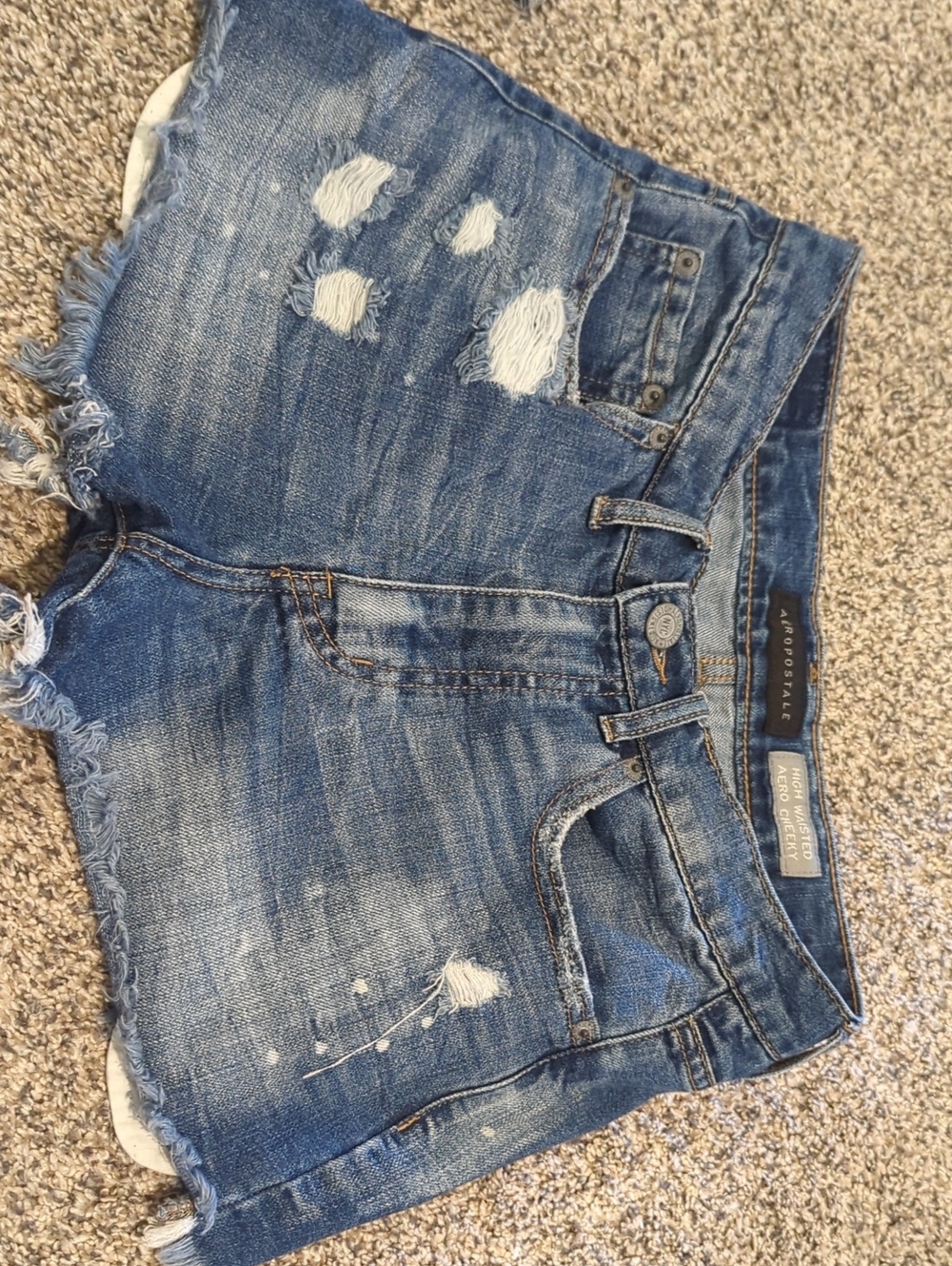 Aeropostale Women's Distressed Denim Cutoff Shorts - Blue